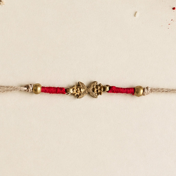 Handcrafted Patwa Work Brass Motif Designer Rakhi For Brother