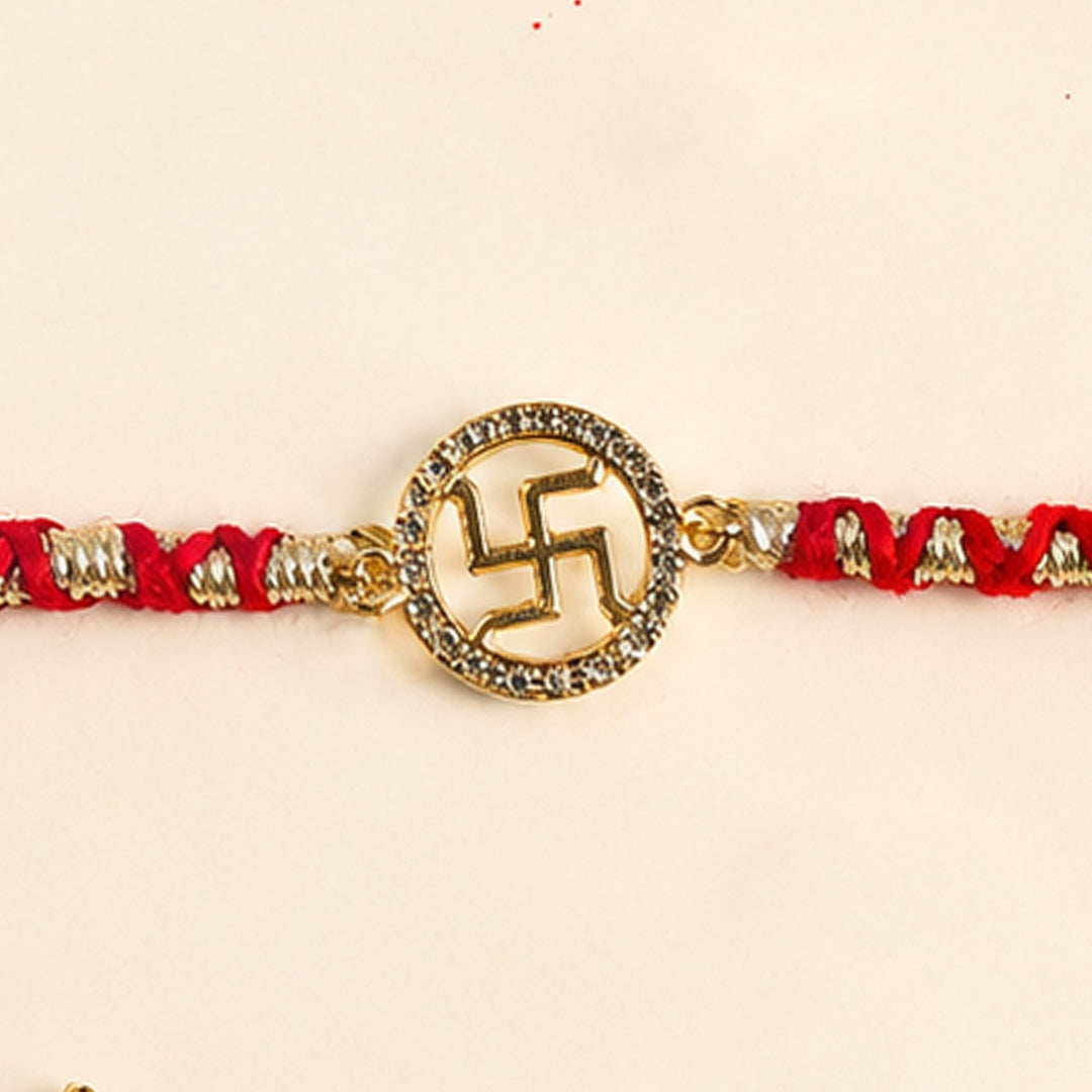 Handmade Sathiya Charm Metal Chain Rakhi With Roli Chawal For Brother