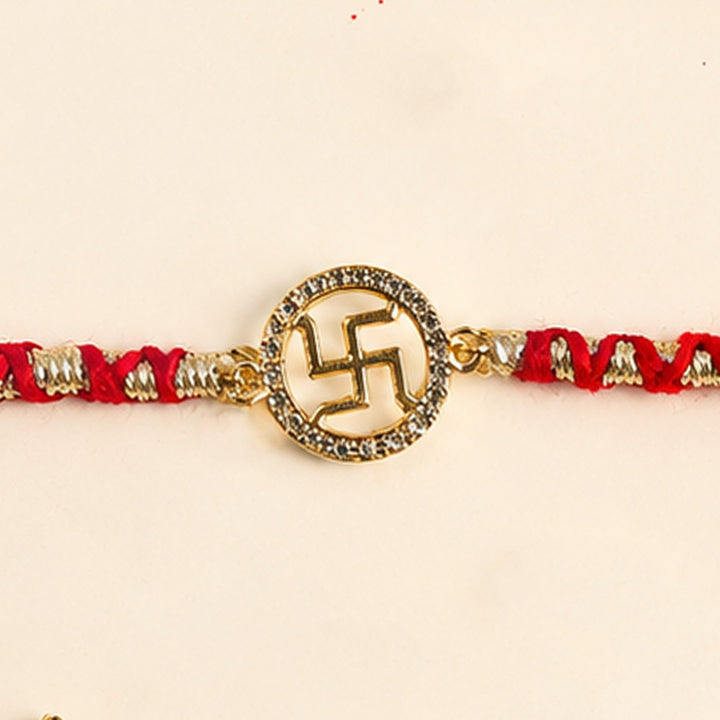 Handmade Sathiya Charm Metal Chain Rakhi With Roli Chawal For Brother