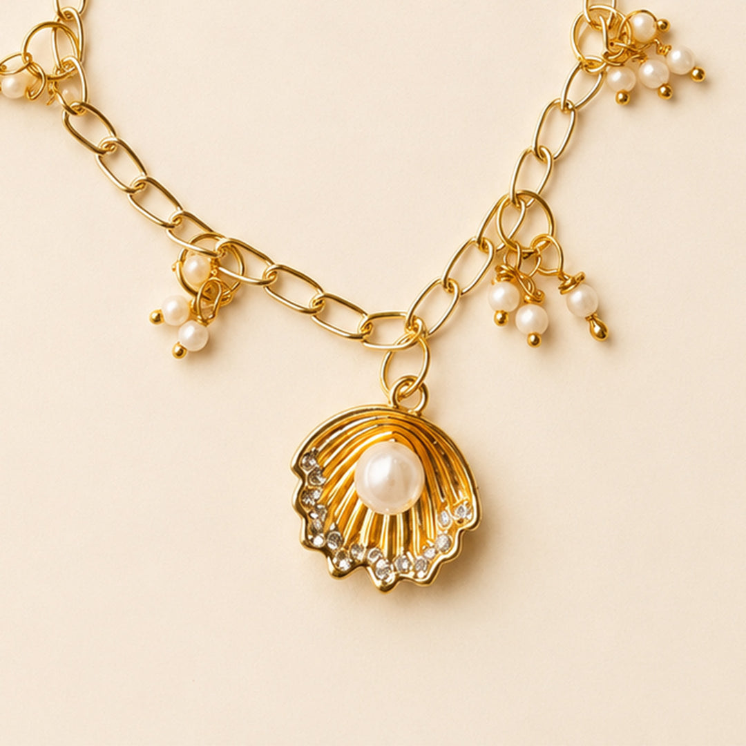 Handmade Sea Shell Charm Bracelet Rakhi With Roli Chawal For Brother