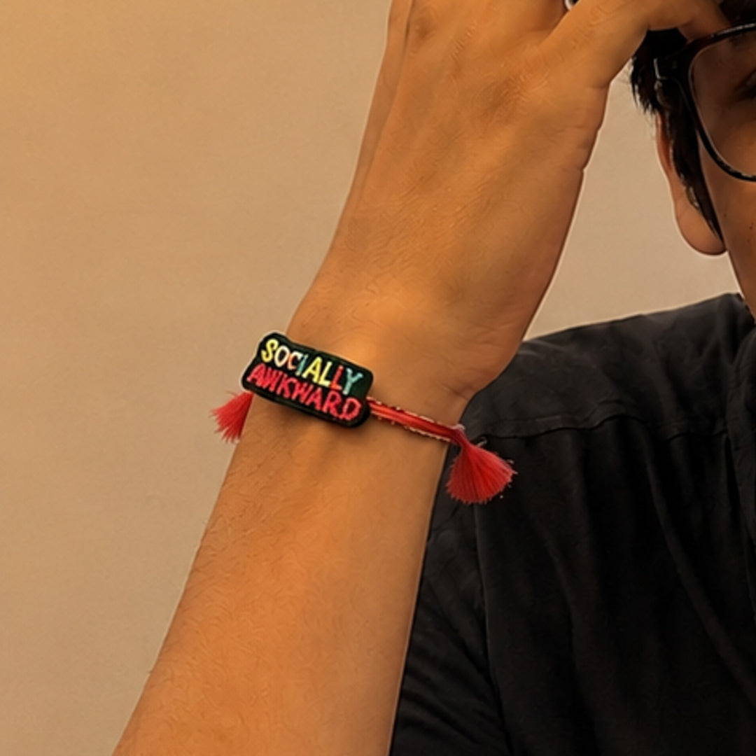 Handmade "Socially Awkward" Felt Rakhi For Brother