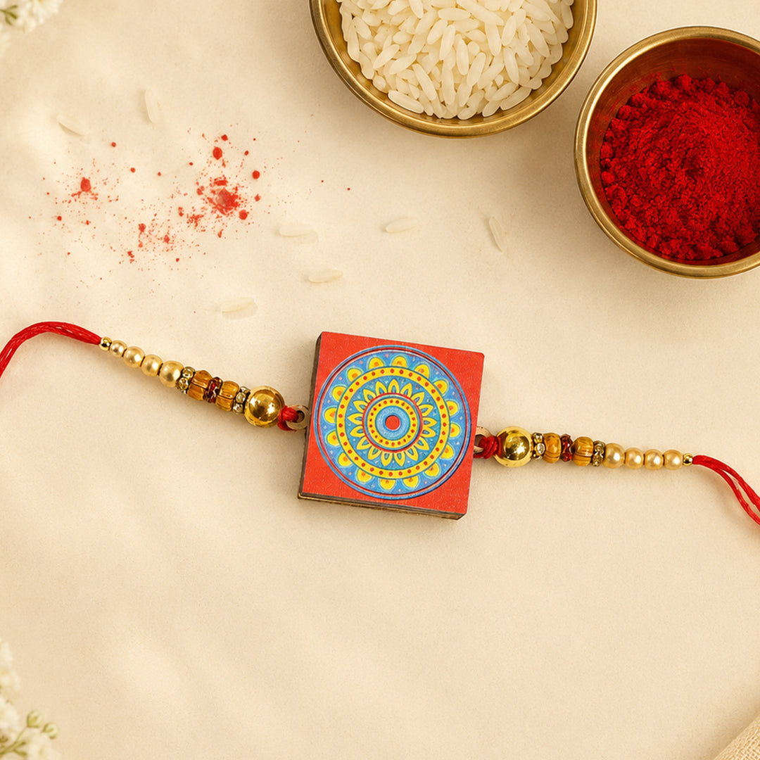 Personalized Handmade Wooden Pop-Up Photo Rakhi With Roli Chawal for Bhaiya