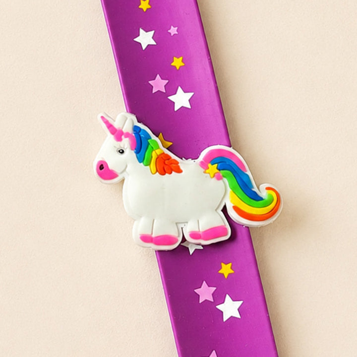 Handmade Purple Unicorn Silicone Slap Band Rakhi For Kids With Roli Chawal For Brother
