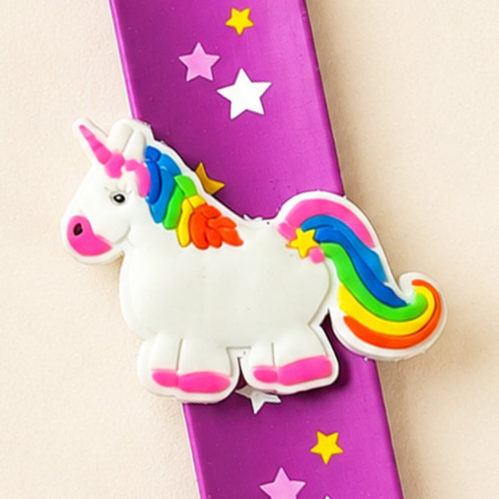 Handmade Purple Unicorn Silicone Slap Band Rakhi For Kids With Roli Chawal For Brother