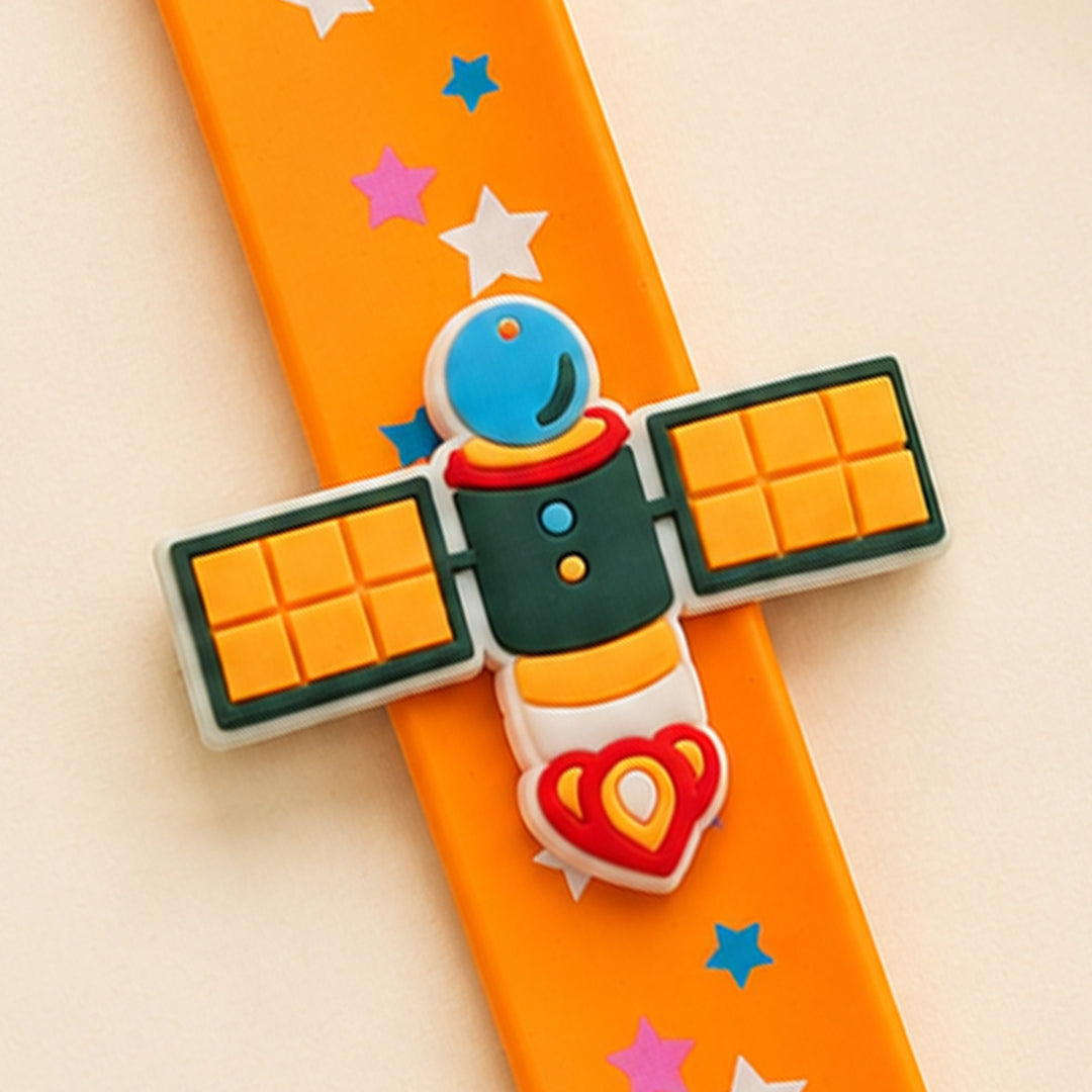 Handmade Satellite Silicone Slap Band Rakhi For Kids With Roli Chawal For Brother
