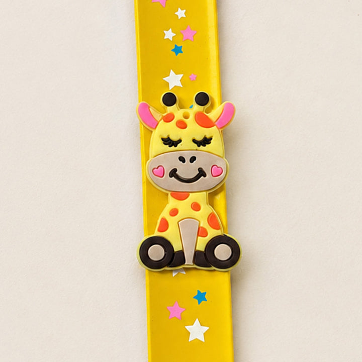 Handmade Giraffe Silicone Slap Band Rakhi For Kids With Roli Chawal For Brother