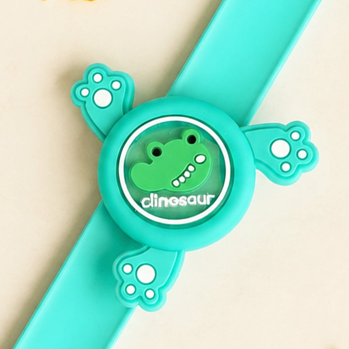 Handmade Dinosaur Spinner Silicone Slap Band Rakhi For Kids With Light & Roli Chawal For Brother