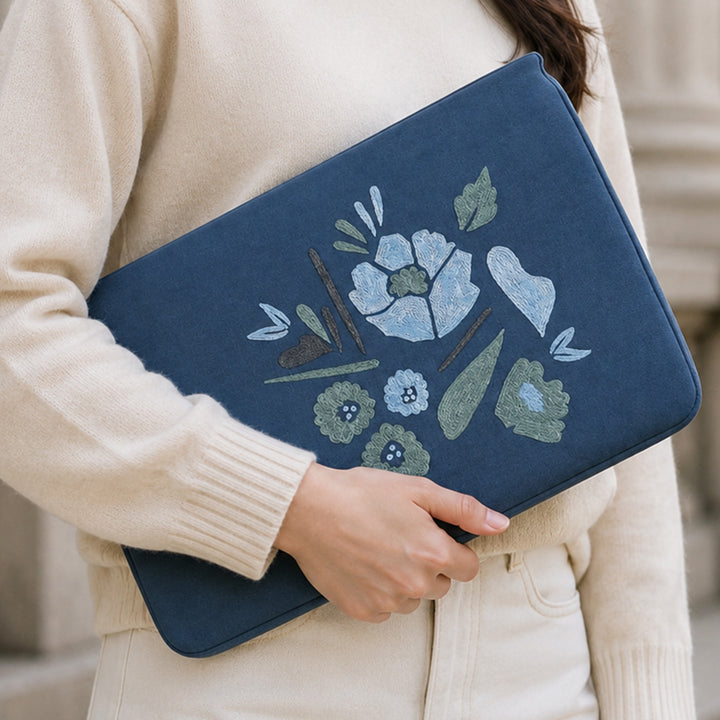 Corsage Aari Embroidered Blue Laptop Sleeve