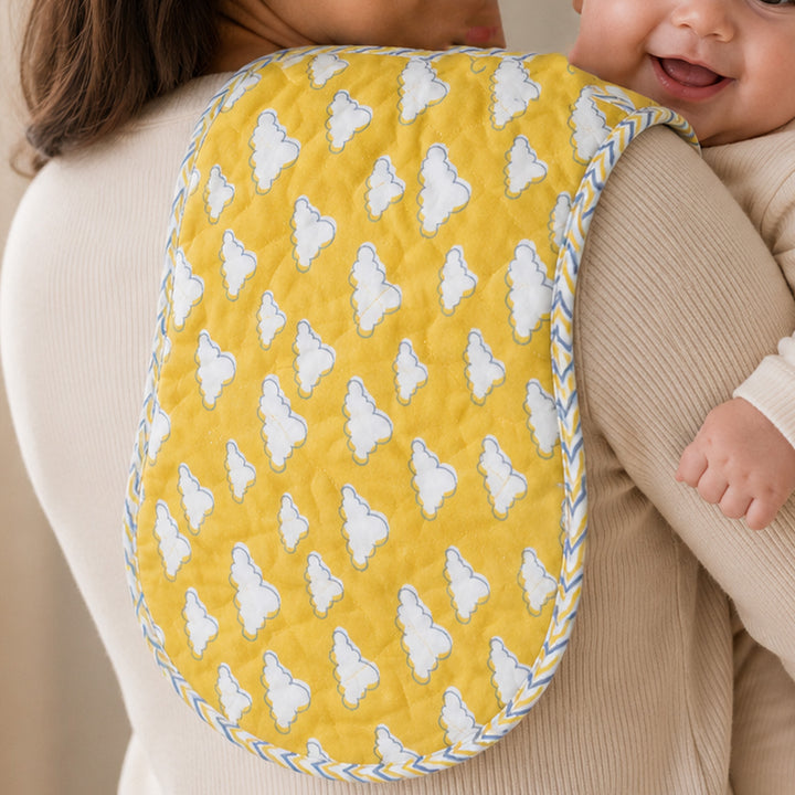 Block Printed Dreams Afloat Burp Cloth