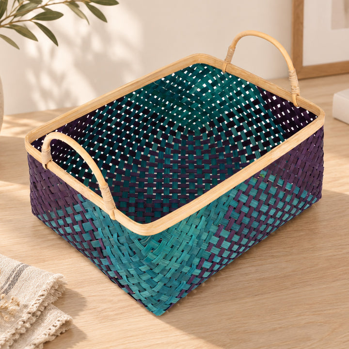 "Neelaya" Handwoven Bamboo Basket With Handles For Home Storage & Gifting