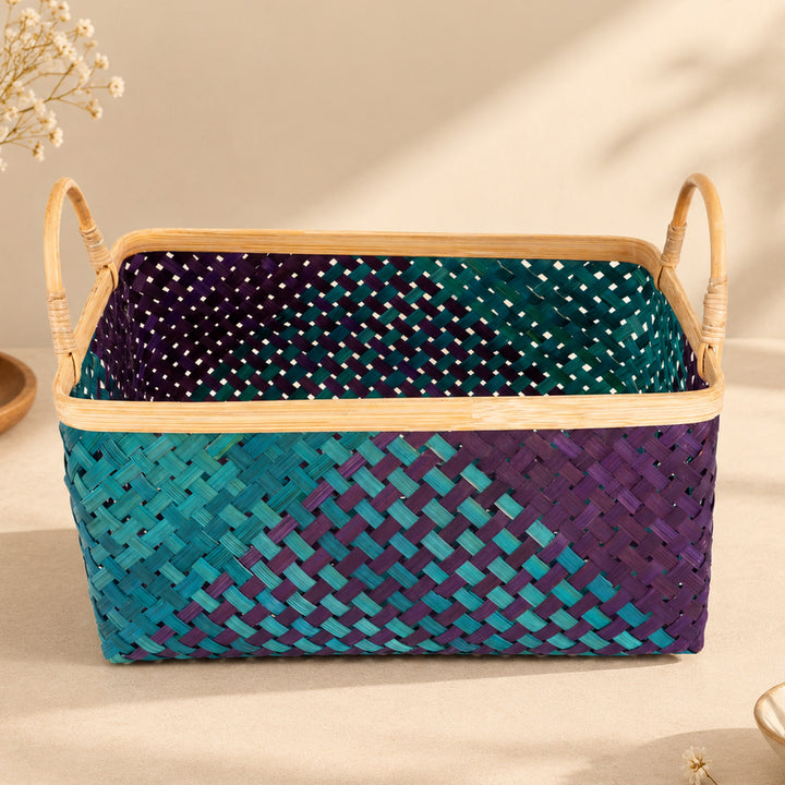 "Neelaya" Handwoven Bamboo Basket With Handles For Home Storage & Gifting