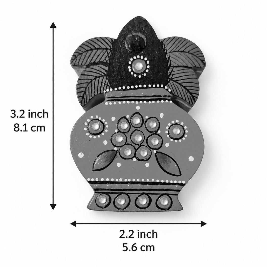 Meenakari Kalash Hand Painted Red MDF Kalash Shaped Haldi Kumkum Holder With Rotating Lid For Puja & Festive Gifting
