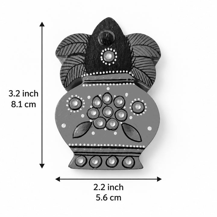 Meenakari Kalash Hand Painted Orange MDF Kalash Shaped Haldi Kumkum Holder With Rotating Lid For Puja & Wedding Gifting