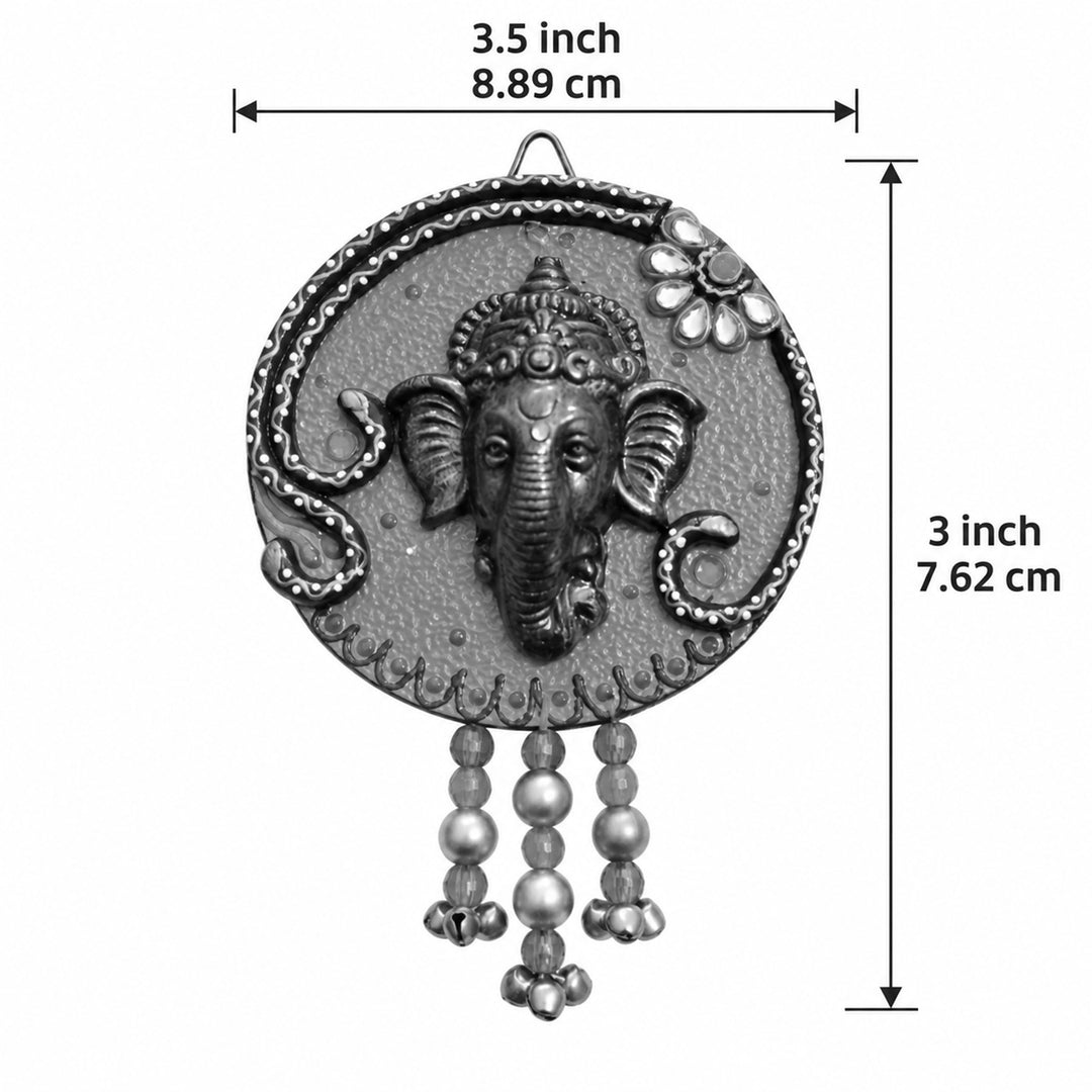 "Ganesh With Ghungroo" Handcrafted Paper Mache Wall Decor With Hook Mount For Pooja Room Decoration