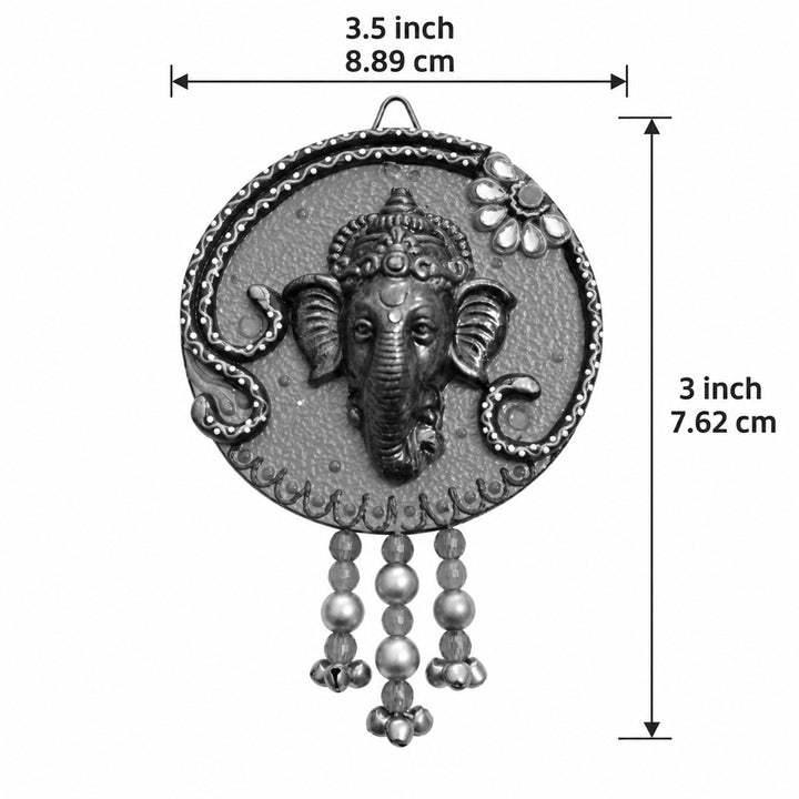 "Ganesh With Ghungroo" Handcrafted Paper Mache Wall Decor With Hook Mount For Pooja Room Decoration