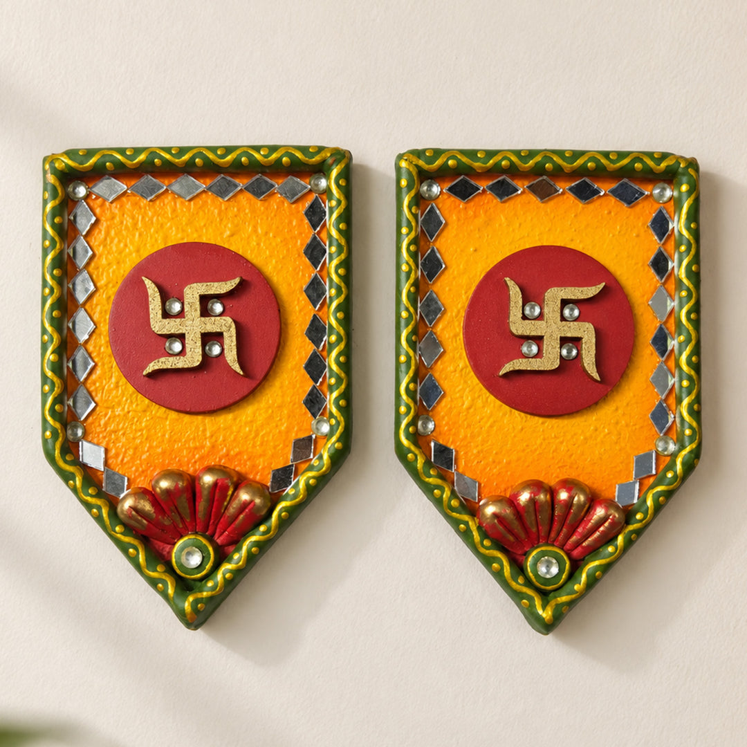 Set Of 2 | "Jharokha Saathiya" Handcrafted Paper Mache Wall Decor With Layered Arch Detailing For Festive Decoration