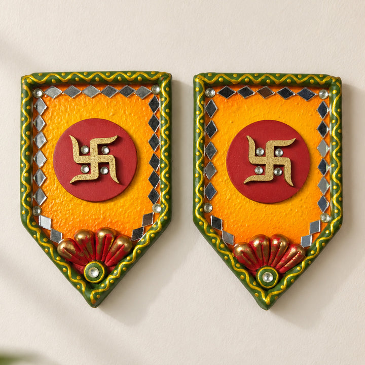 Set Of 2 | "Jharokha Saathiya" Handcrafted Paper Mache Wall Decor With Layered Arch Detailing For Festive Decoration