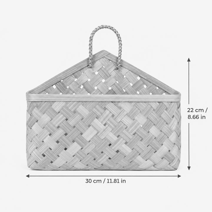 Aven Handwoven Bamboo Basket With Handles For Home Storage & Gifting