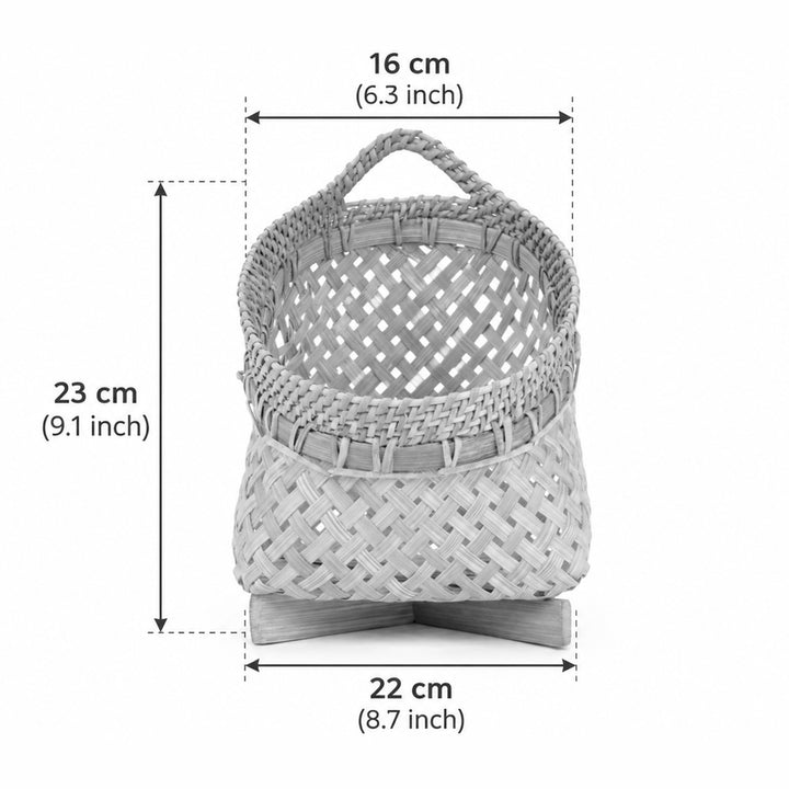 Evara Handwoven Bamboo Basket With Handles For Home Storage & Gifting