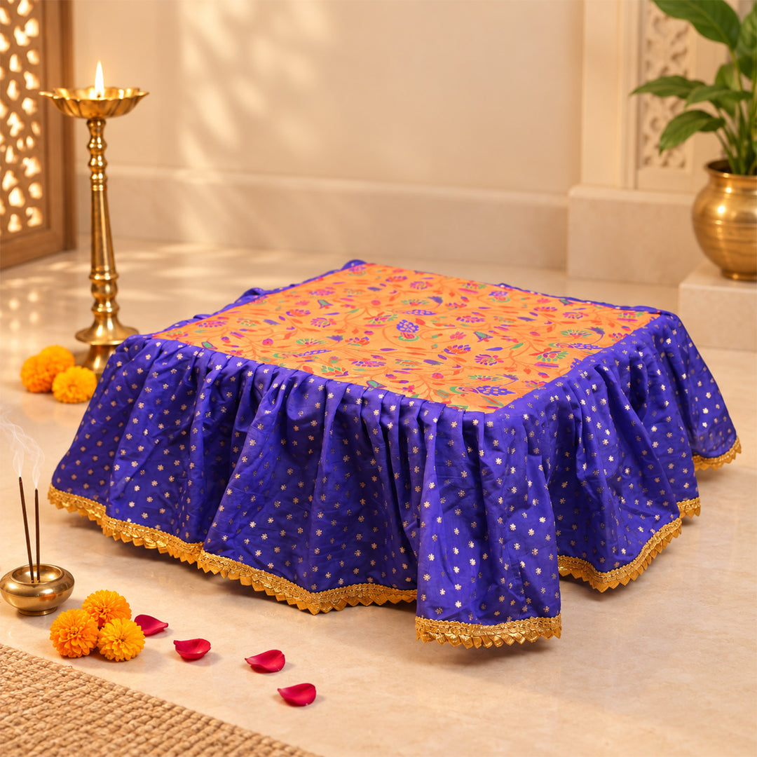 Handcrafted Chaurang Paithani & Chanderi Pooja Asan