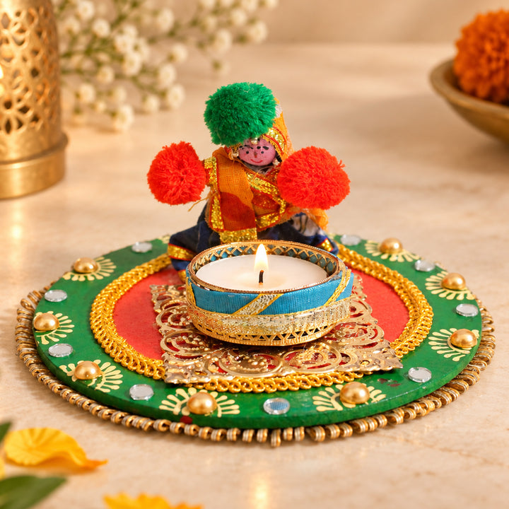 "Puppet" Handmade Fabric-Wrapped MDF Tealight Candle Holder For Festive Decor