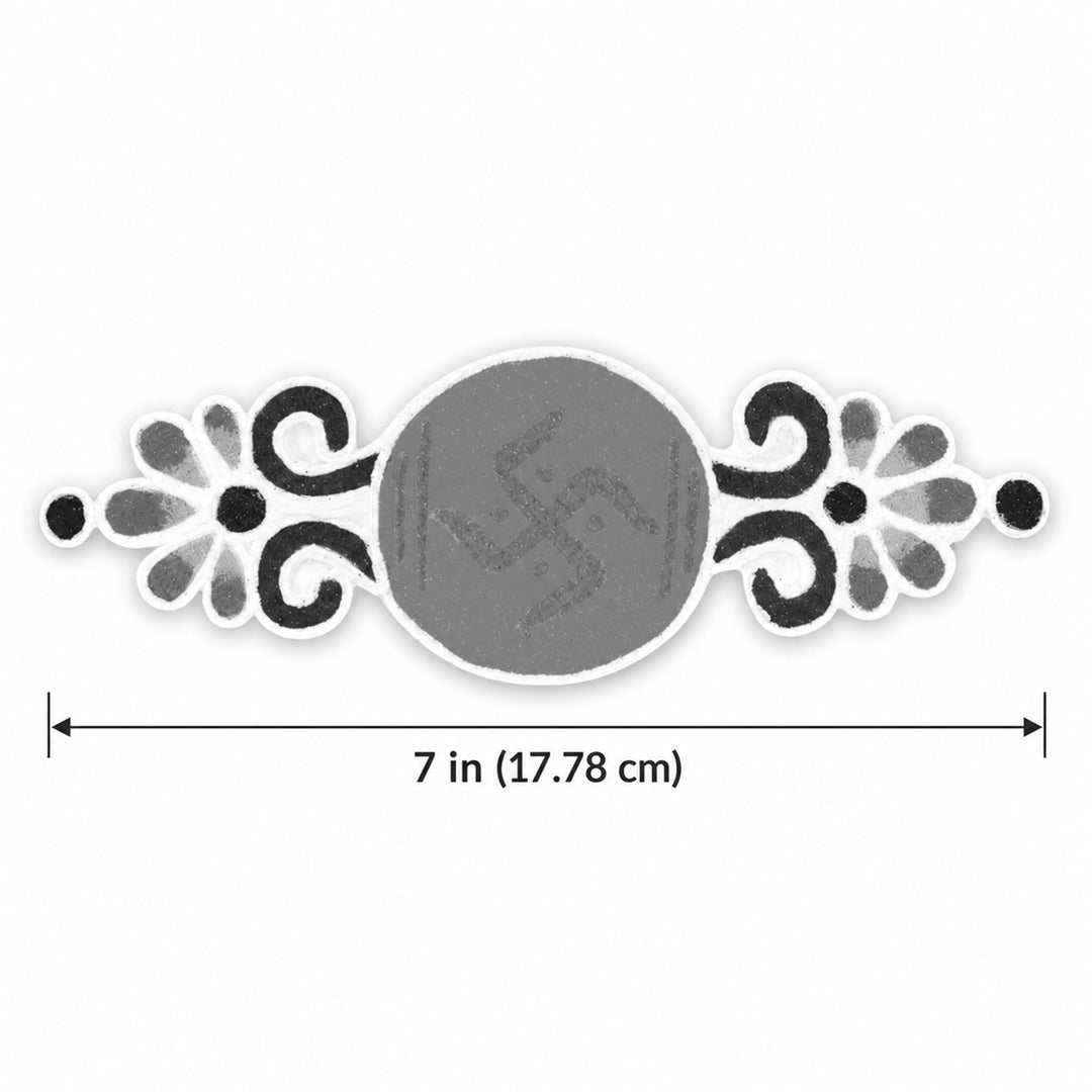 "Devghar" 7 Inch Reusable Hand-Painted Kolam Fabric Rangoli Mat for Pooja Room Decor