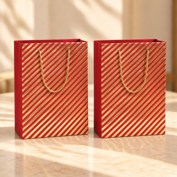 Set Of 2 | Handmade Gota Lace Work Mini Paper Bag For Festive Gifting