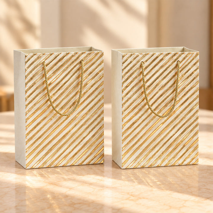 Set Of 2 | Handmade Gota Lace Work Mini Paper Bag For Festive Gifting