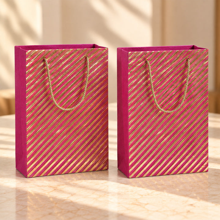 Set Of 2 | Handmade Gota Lace Work Mini Paper Bag For Festive Gifting