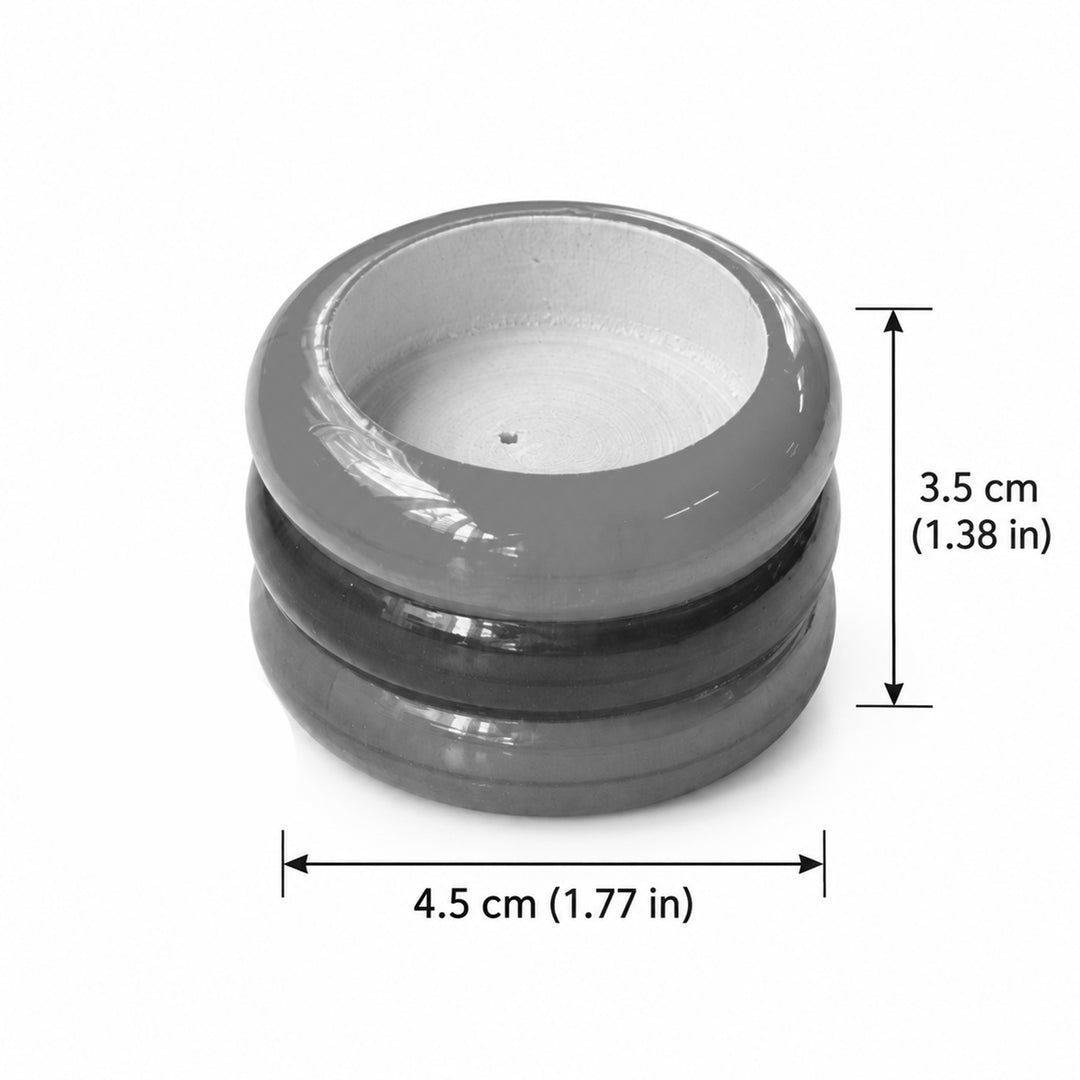 Set of 2 | "Three-Ringed" Etikoppaka Wooden Tealight Holders With Tealights For Festive Decor
