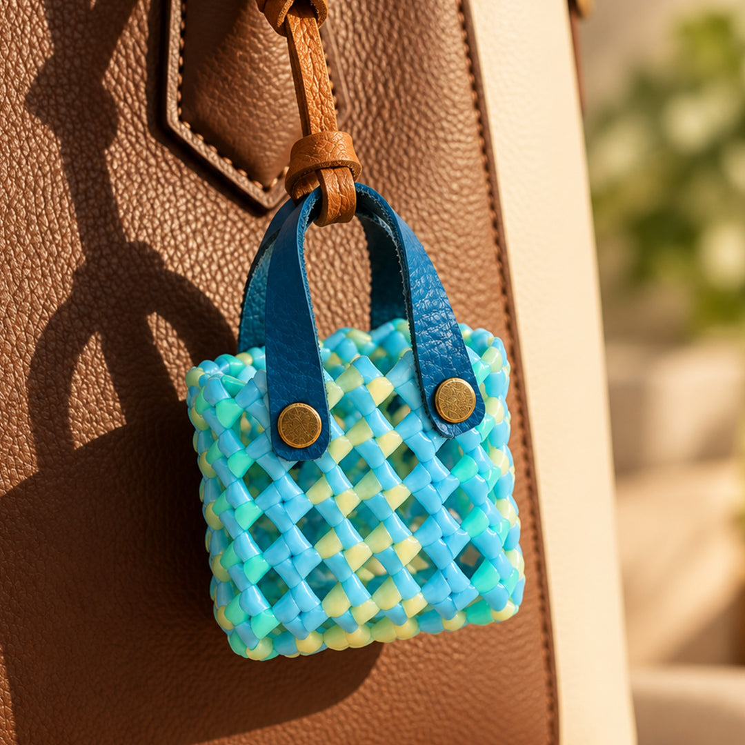 Handwoven Turquoise Blue Mini Koodai Bag Charm/Festive Gift Pouch
