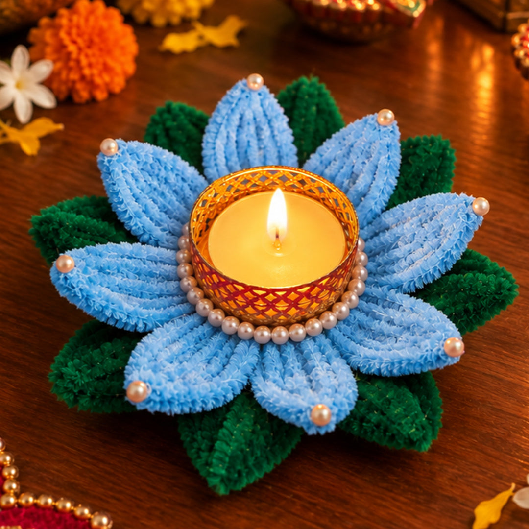 2 Pc | Handmade Single Layered Pipe Cleaner & Pearl Round Tealight Holders
