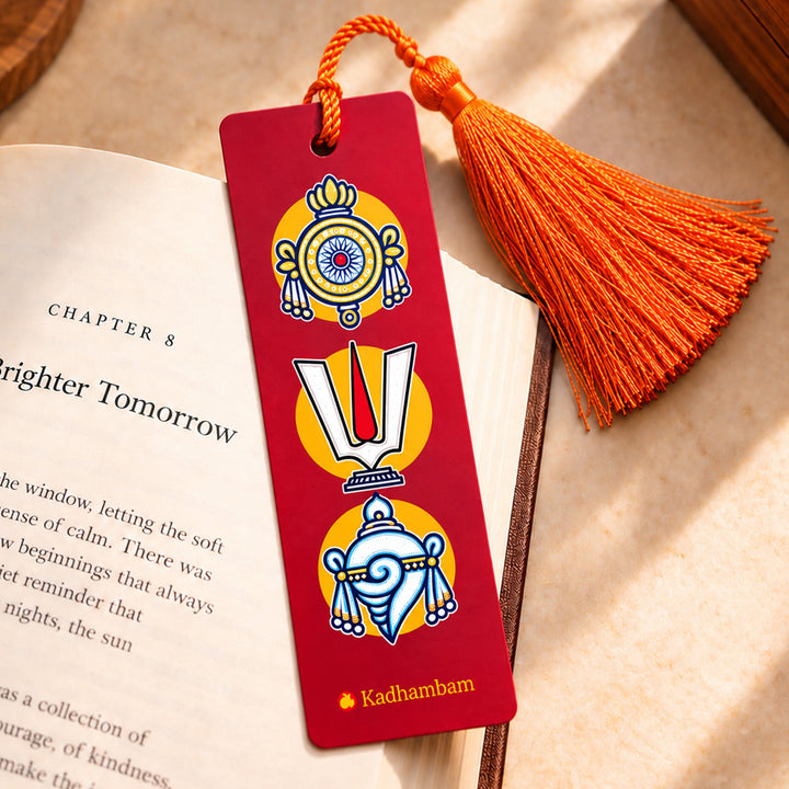 Maroon Kanchipuram Weaves Pattu-Inspired Metal Bookmark For Festive Gifting