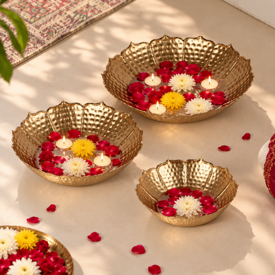 Handmade Sunflower Urli | Set of 3