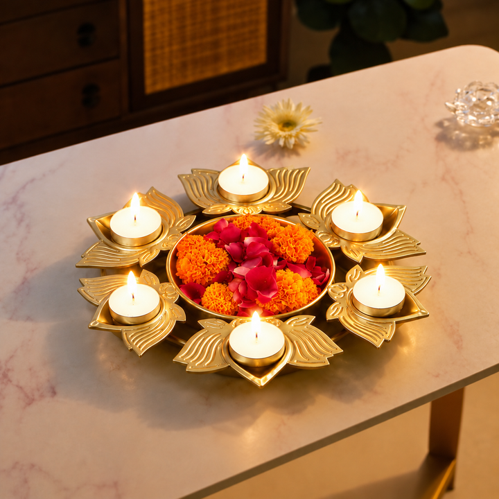 Handmade Lotus Shaped Akhand Urli