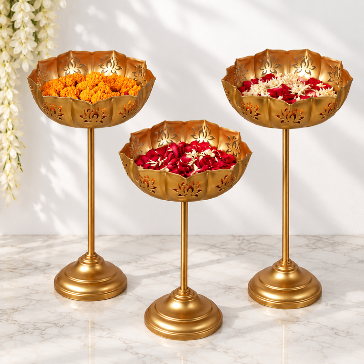 Handmade Large Lotus Urli | Set of 3