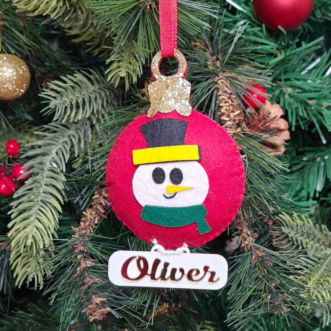 Personalized Handmade Cheerful Snowman Felt Ornament