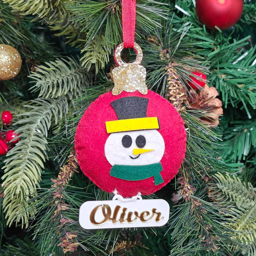 Personalized Handmade Cheerful Snowman Felt Ornament