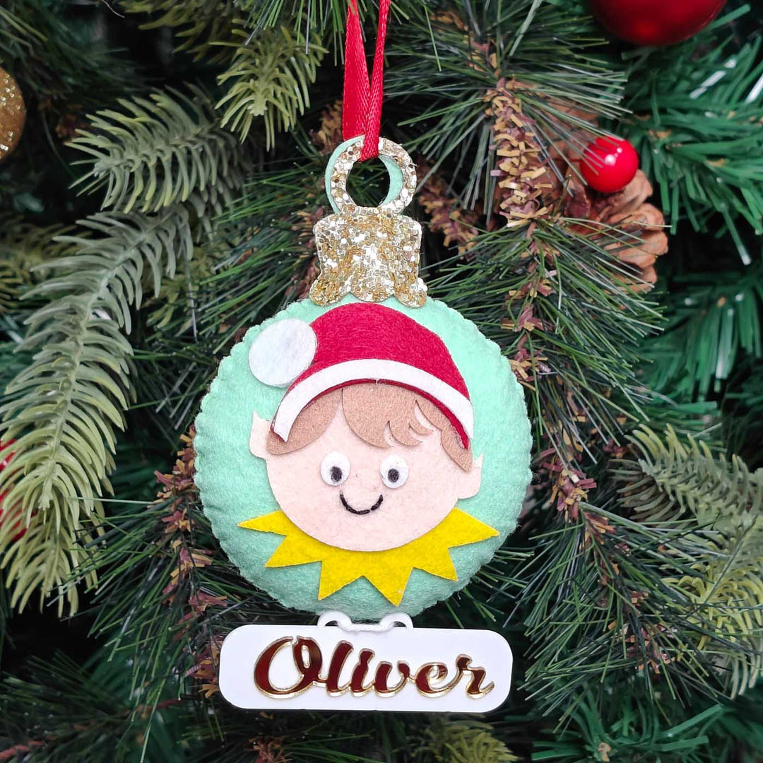 Personalized Handmade Cheery Elf Felt Ornament