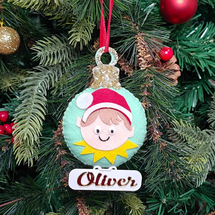 Personalized Handmade Cheery Elf Felt Ornament