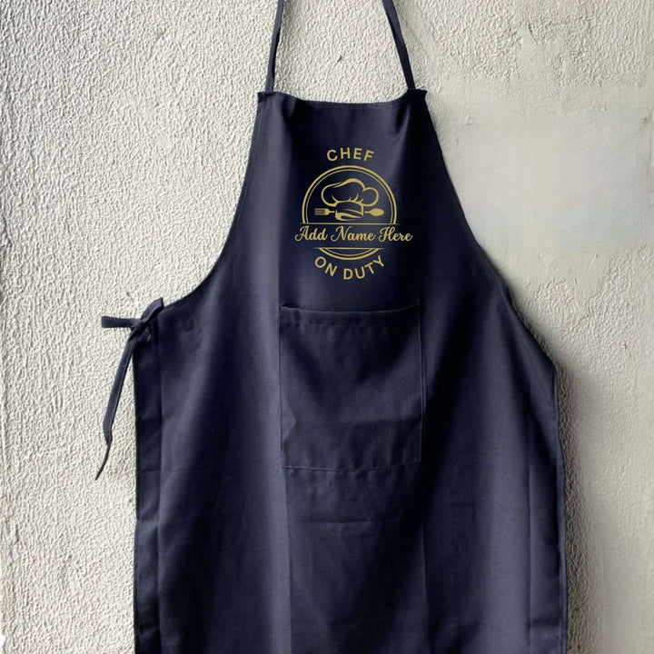 Personalized Printed Chef Dad On Duty Cotton Apron