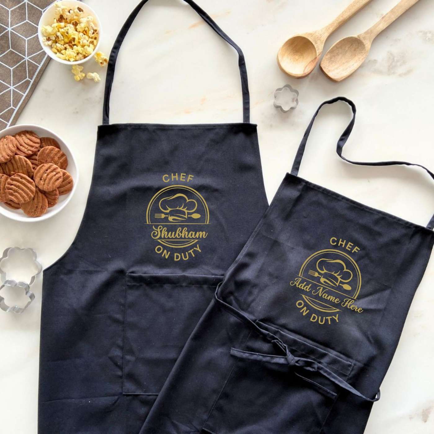 Buy Personalized Printed Chef Dad On Duty Cotton Apron Online On Zwende