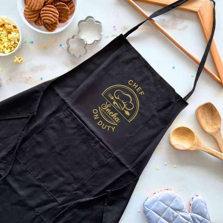 Personalized Printed Chef Mom On Duty Cotton Apron