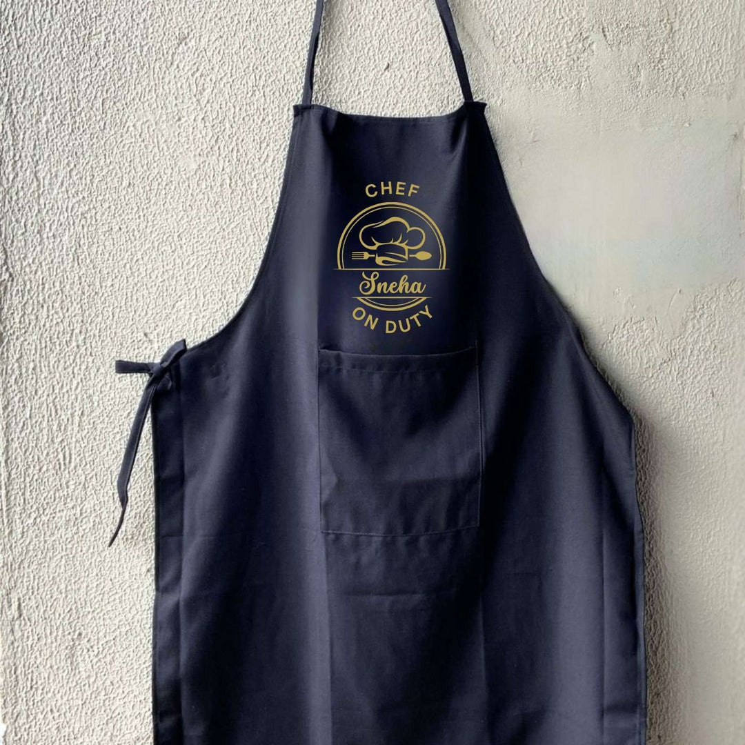 Personalized Printed Chef Mom On Duty Cotton Apron