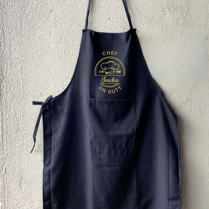Personalized Printed Chef Mom On Duty Cotton Apron