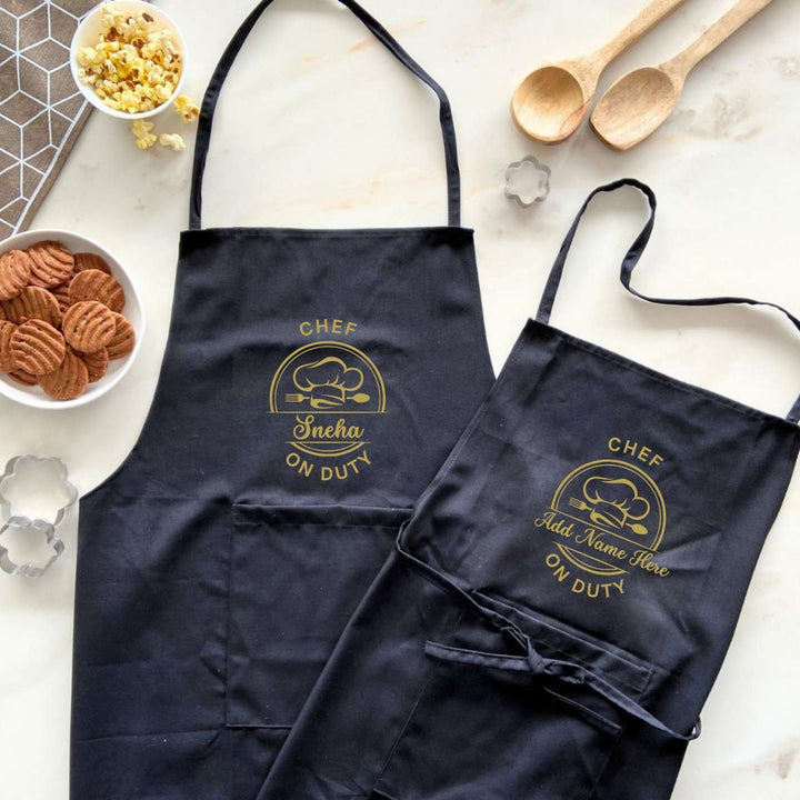 Personalized Printed Chef Mom On Duty Cotton Apron