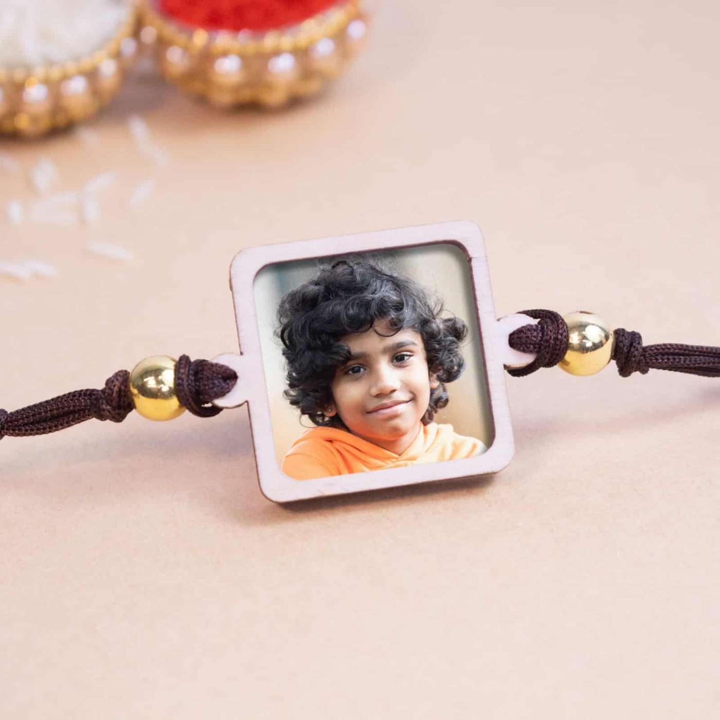 Buy Photo Personalized Handmade Magnetic Wooden Rakhi With Roli Chawal ...