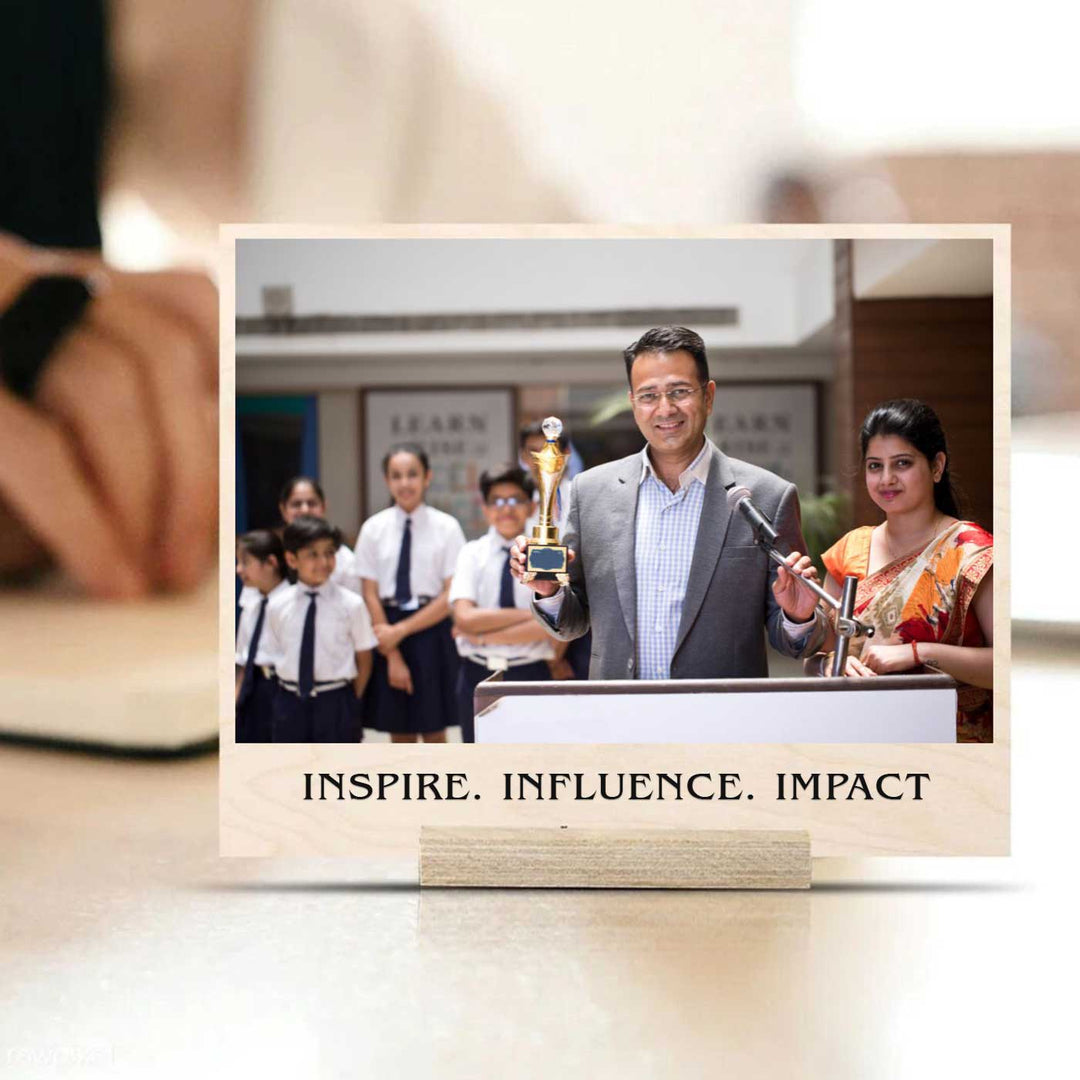 Personalized Wooden Photo Print For Teachers - Inspire. Influence. Impact