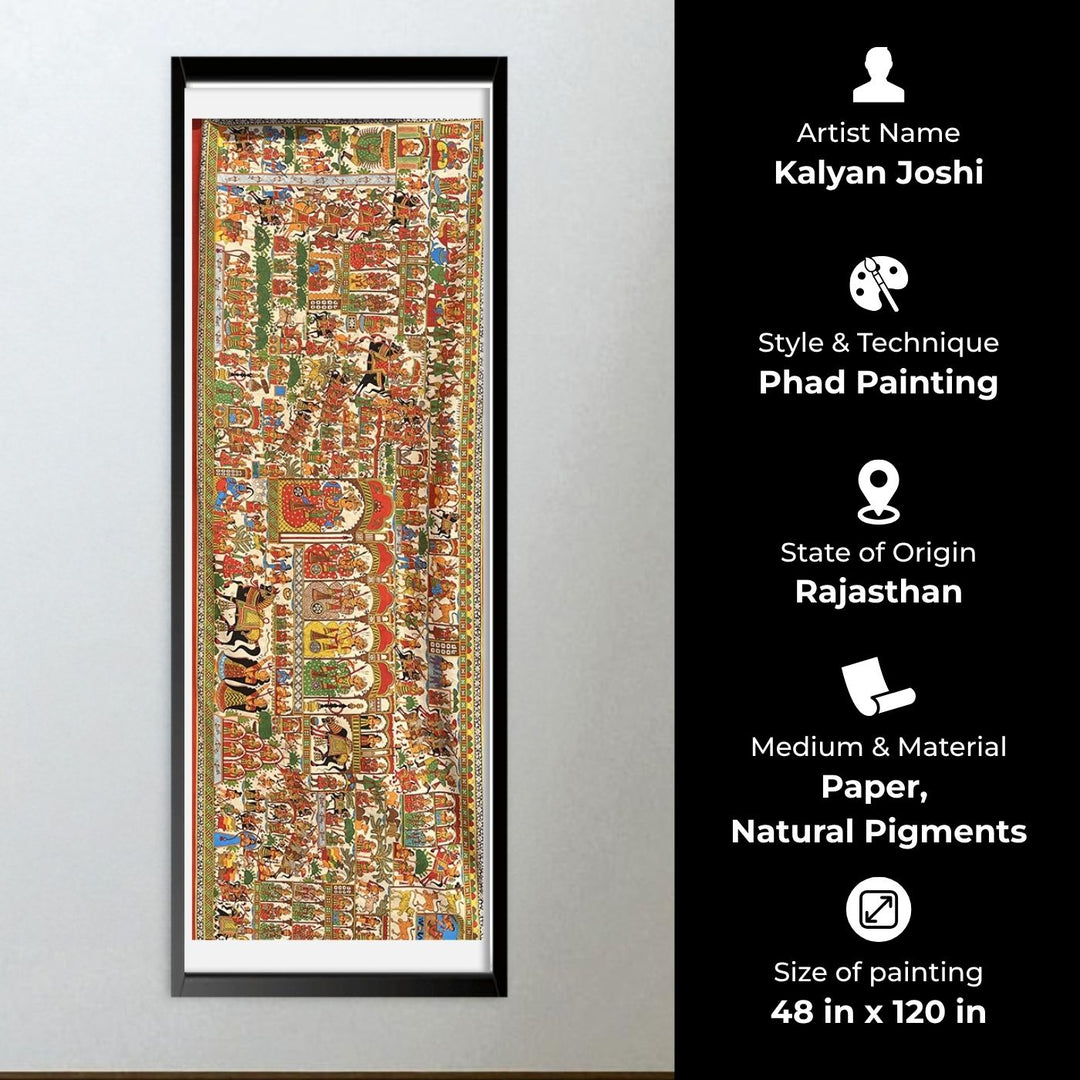 48 X 120 Inch | Story of Pabuji Paper Phad Painting