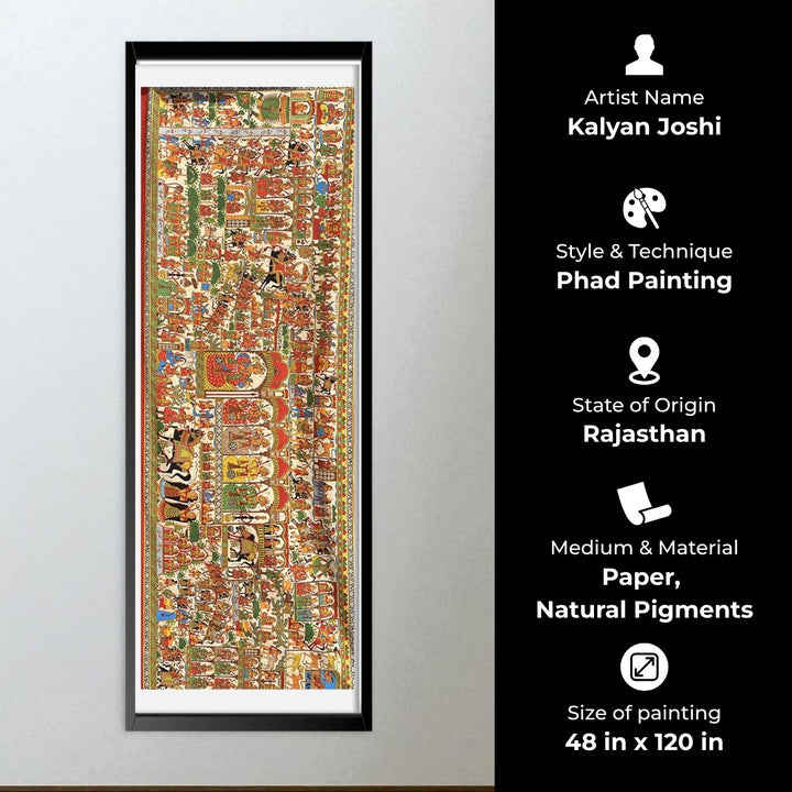 48 X 120 Inch | Story of Pabuji Paper Phad Painting